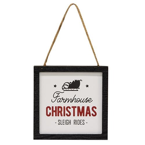 💙 Farmhouse Christmas Sleigh Rides Framed Ornament