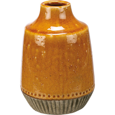 Earthen Mustard Ridged 8" Vase