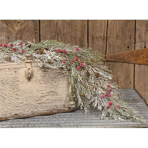 Snowy Cypress & Sugar Berry 5 Ft Faux Garland