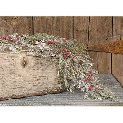 Snowy Cypress & Sugar Berry 5 Ft Faux Garland