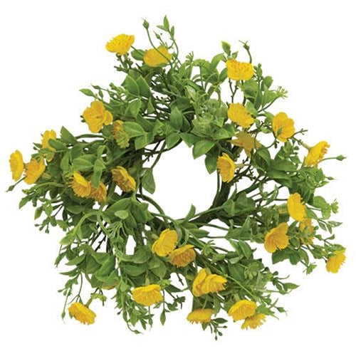 Yellow Evening Primrose 10" Faux Floral Small Wreath