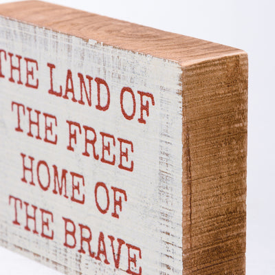 Land Of The Free Home Of The Brave Small Block Sign