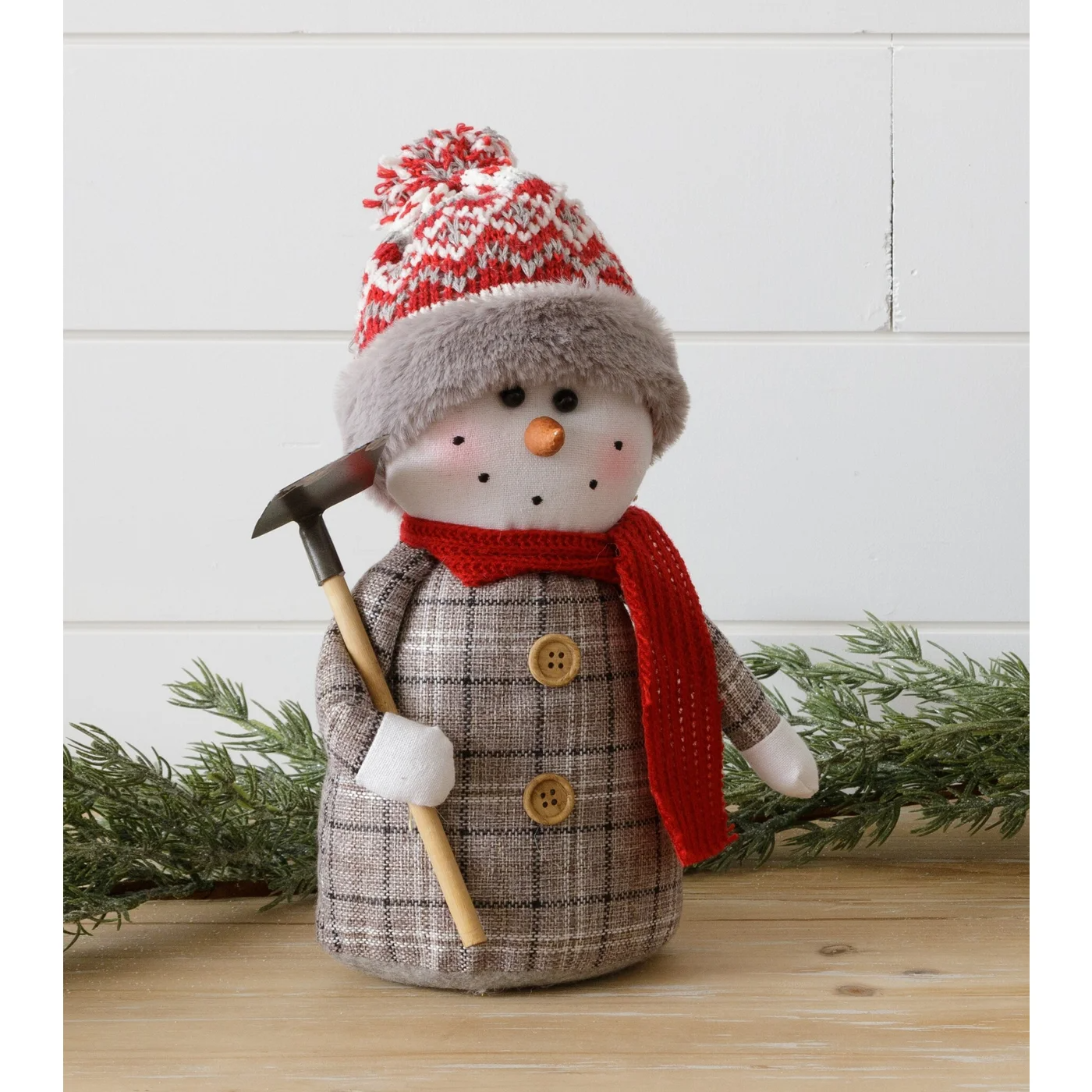 Gardening Snowman With Shovel Fabric Figure