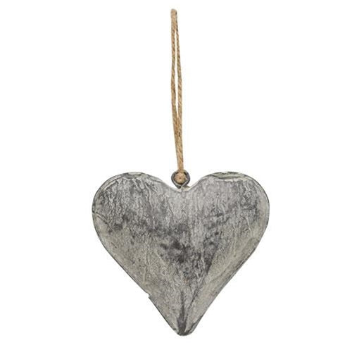Graywashed Metal Puffy Small Heart Ornament