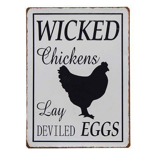 Wicked Chickens Lay Deviled Eggs Tin Sign