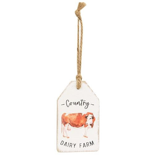Country Dairy Farm Cow Wood Tag