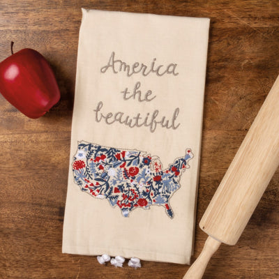 American the Beautiful Embroidered Dish Towel