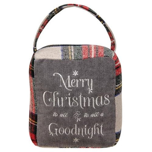 Merry Christmas to All Red & Gray Plaid Doorstop