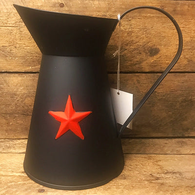 Black Tin Pitcher with Red Star