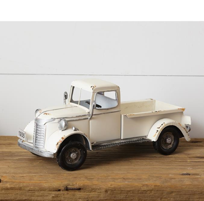 Antiqued White Nostalgic Tabletop 1935 Truck