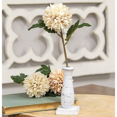 💙 Curvy White Wooden Spindle Flower Holder 4.25" H