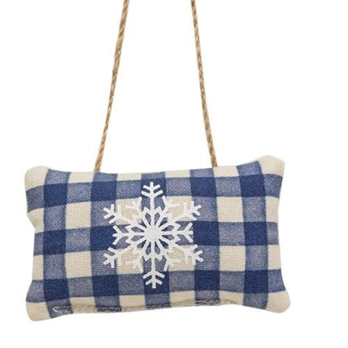 Set of 3 Blue Winter Pillow Ornaments