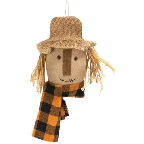 💙 Scarecrow Head Hanger with Buffalo Check Scarf