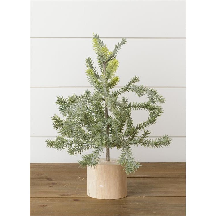 Frosted Faux Pine 18" in Wooden Base