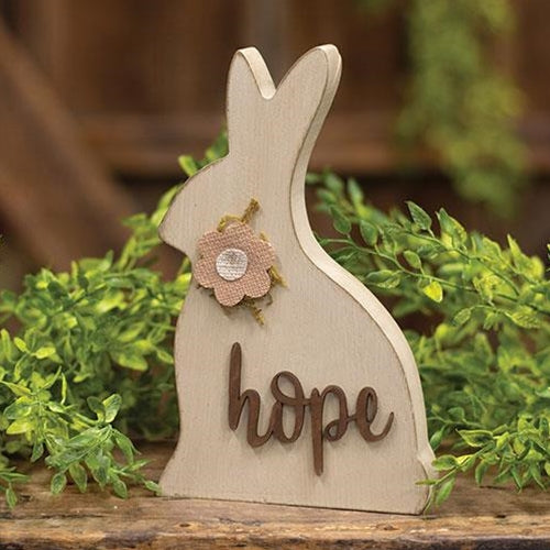 Hope Bunny 7" Chunky Wooden Shelf Sitter