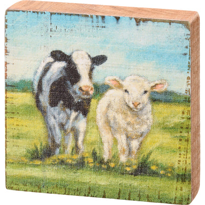 Cow And Sheep Small Block Sign
