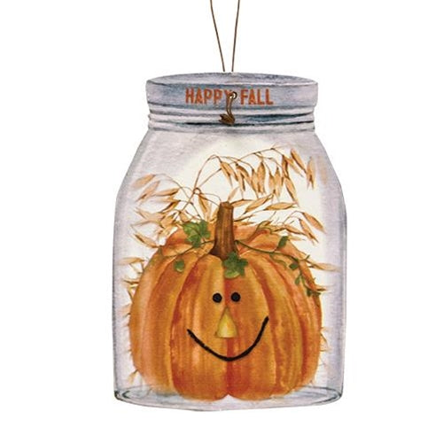 Set of 3 Happy Fall Mason Jar Shaped Ornaments