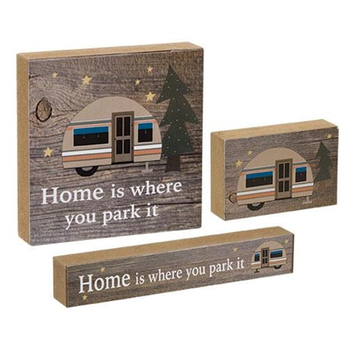 Set of 3 Retro Camper Mini Blocks - Home is Where You Park It
