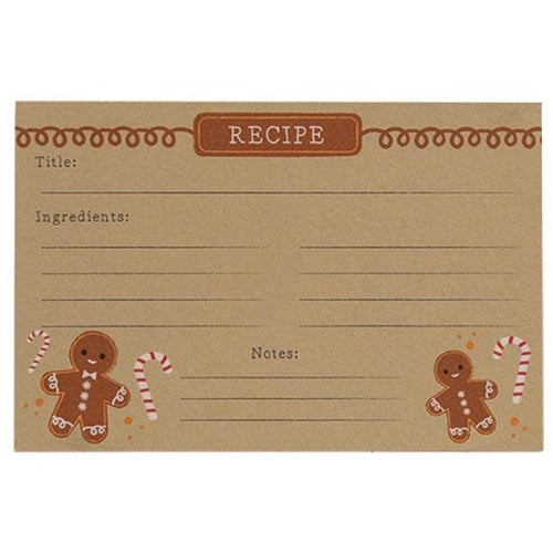 💙 Gingerbread Man Recipe Cards Package of 24