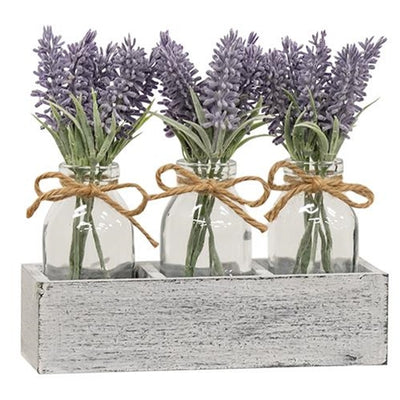 Lavender Vase Trio in Wood Crate