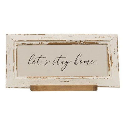 Let's Stay Home Distressed Frame with Holder