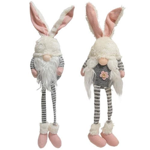 Mr & Mrs Striped Bunny Gnome with Dangle Legs
