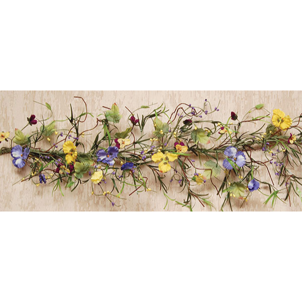 Spring Pansy 5 ft Faux Garland