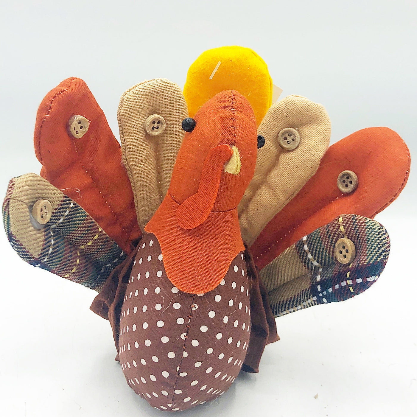 💙 Patchwork Plush Turkey With Autumn Feathers Brown Plaid