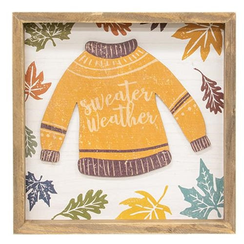 💙 Sweater Weather Fall Themed Distressed Frame Sign