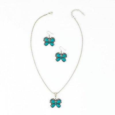 Turquoise Butterfly Jewelry Set