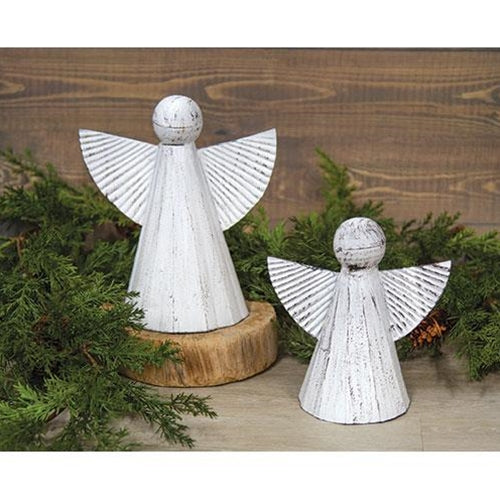 HAPPY BIRTHDAY🎂 💙 Set of 2 Cottage Chic White Metal Angels