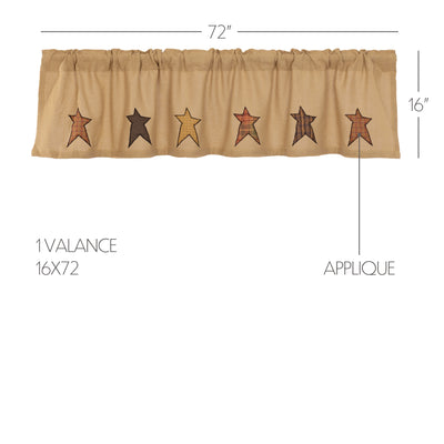 Stratton Burlap Applique Star Valance 16'' x 72''