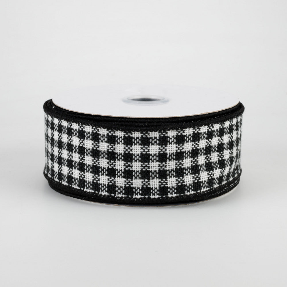 💙 Mini Black & White Woven Check Ribbon 1.5" x 10 yards