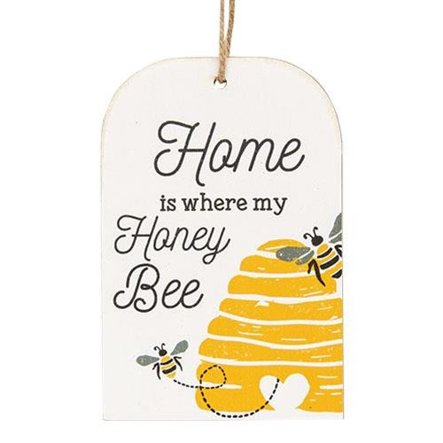 💙 Home Is Where My Honey Bee Wooden Tag