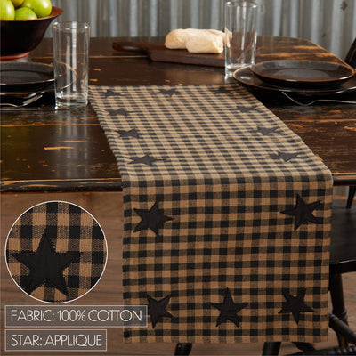 Black Star Black And Tan Woven Table Runner 13" x 36"