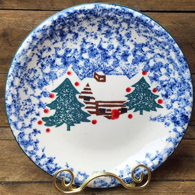 💙 Cabin in the Snow Salad Plate Folk Craft by Tienshan