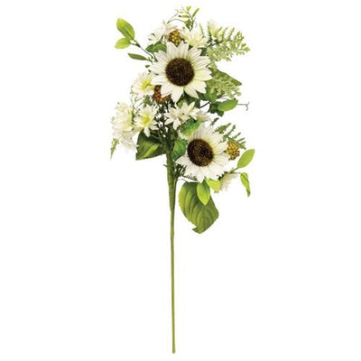 White Sunflowers & Berries 21" Faux Floral Spray