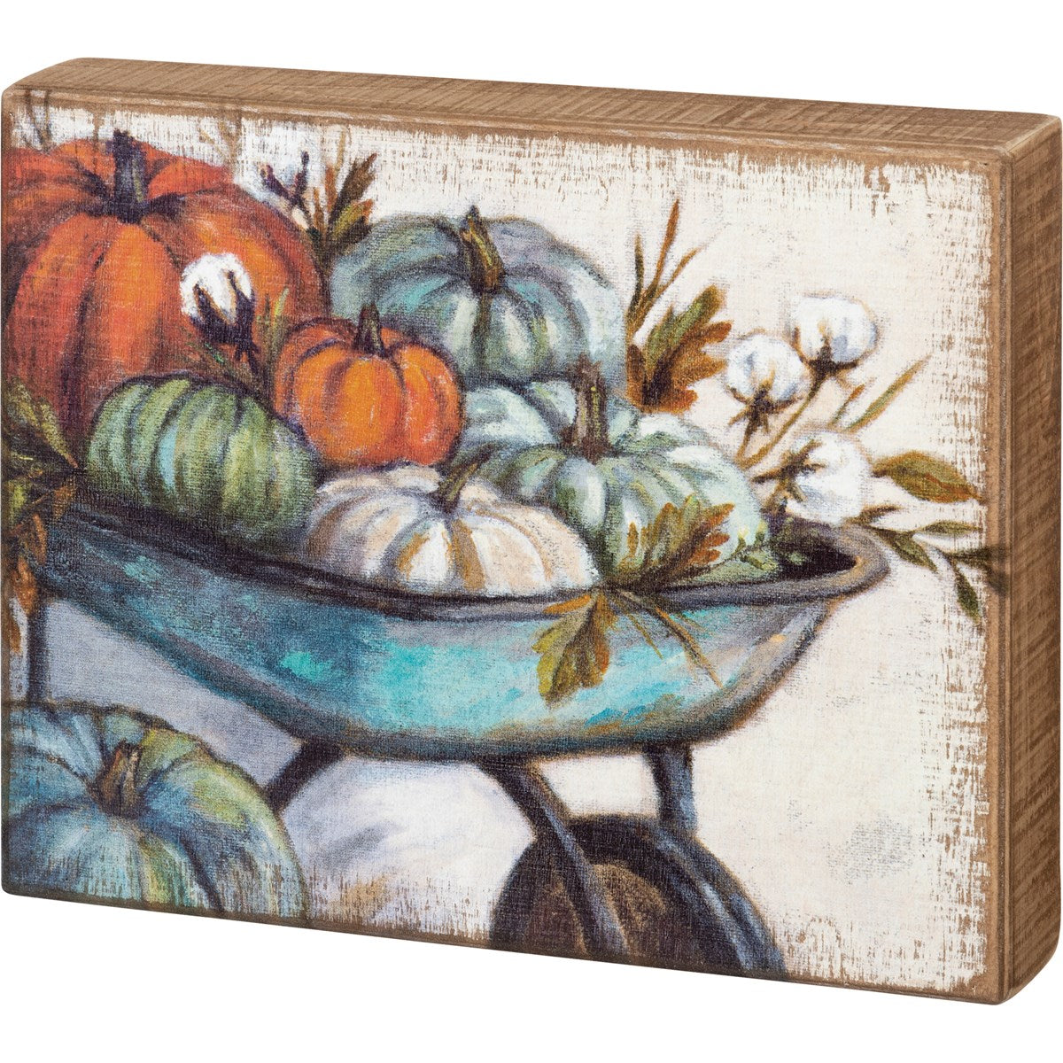 💙 Wheelbarrow of Pumpkins 10" Boxed Sign