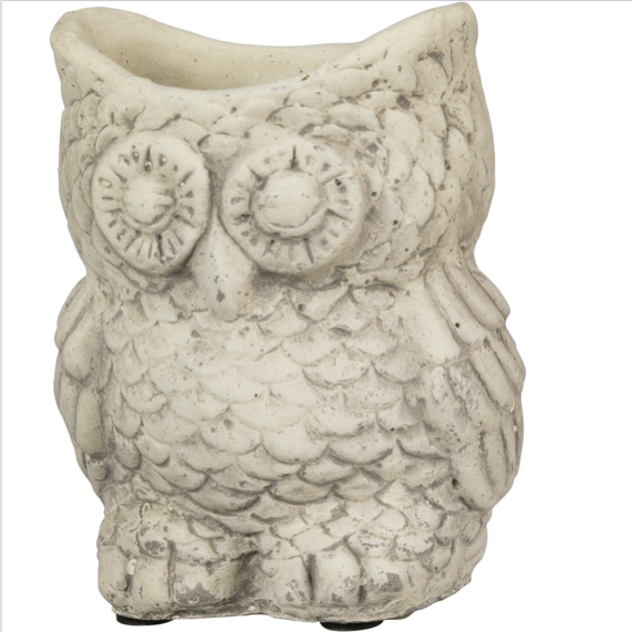 Set of 3 Cement Owl Small Planters
