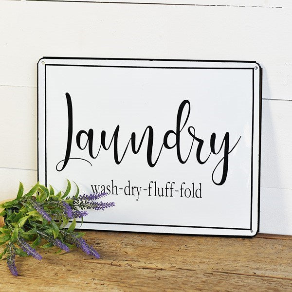 💙 Laundry Wash-Dry-Fluff-Fold Tin Sign