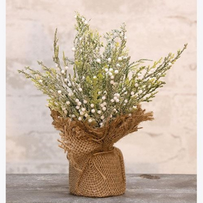 Frost Berry 9" Faux Tree with Burlap Wrapped Base