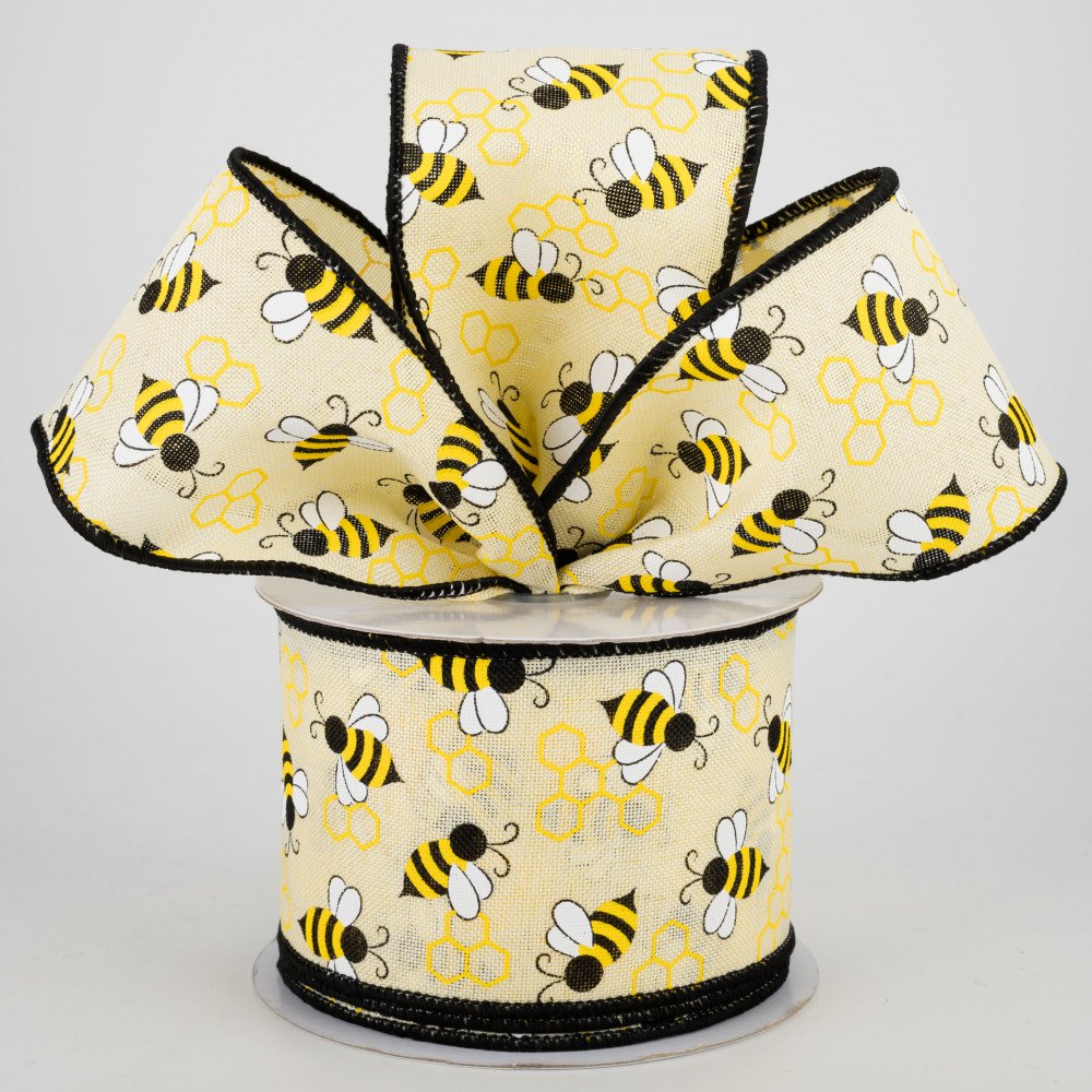 Bumblebees and Honeycomb Ribbon 2.5" x 10 yards