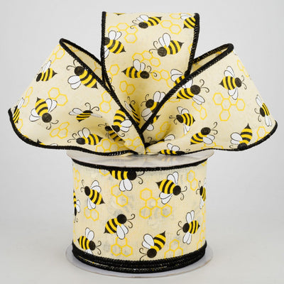 Bumblebees and Honeycomb Ribbon 2.5" x 10 yards