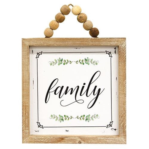 Family Square Beaded Hanger Sign