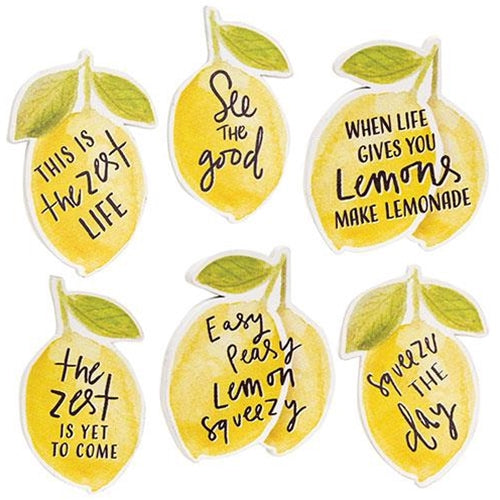 Set of 6 Lemon Sayings Magnets