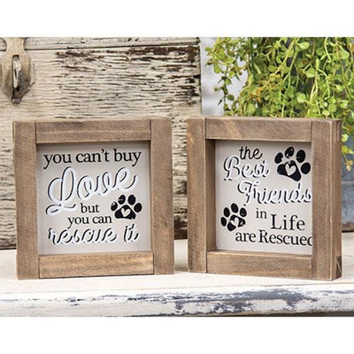 Set of 2 Rescue Dog Rustic Framed Signs