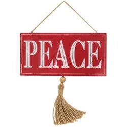 Peace Tassel 8" Christmas Hanging Sign