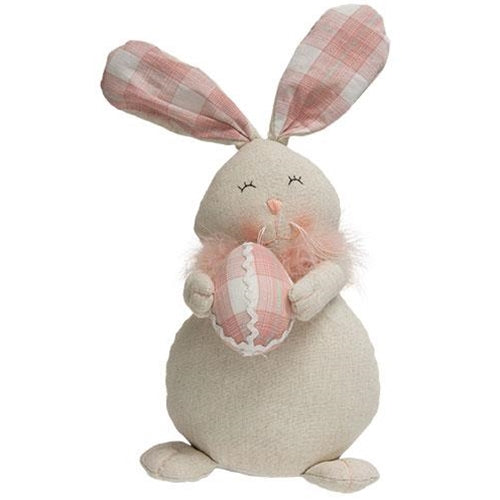 Blessed Fabric Bunny with Pink Plaid Egg