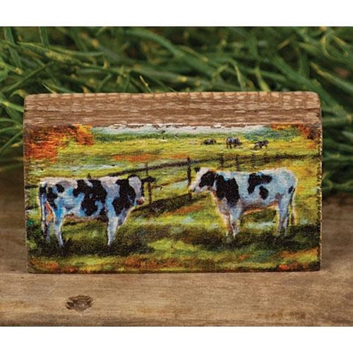 Cows in the Field Distressed Mini Block Sign