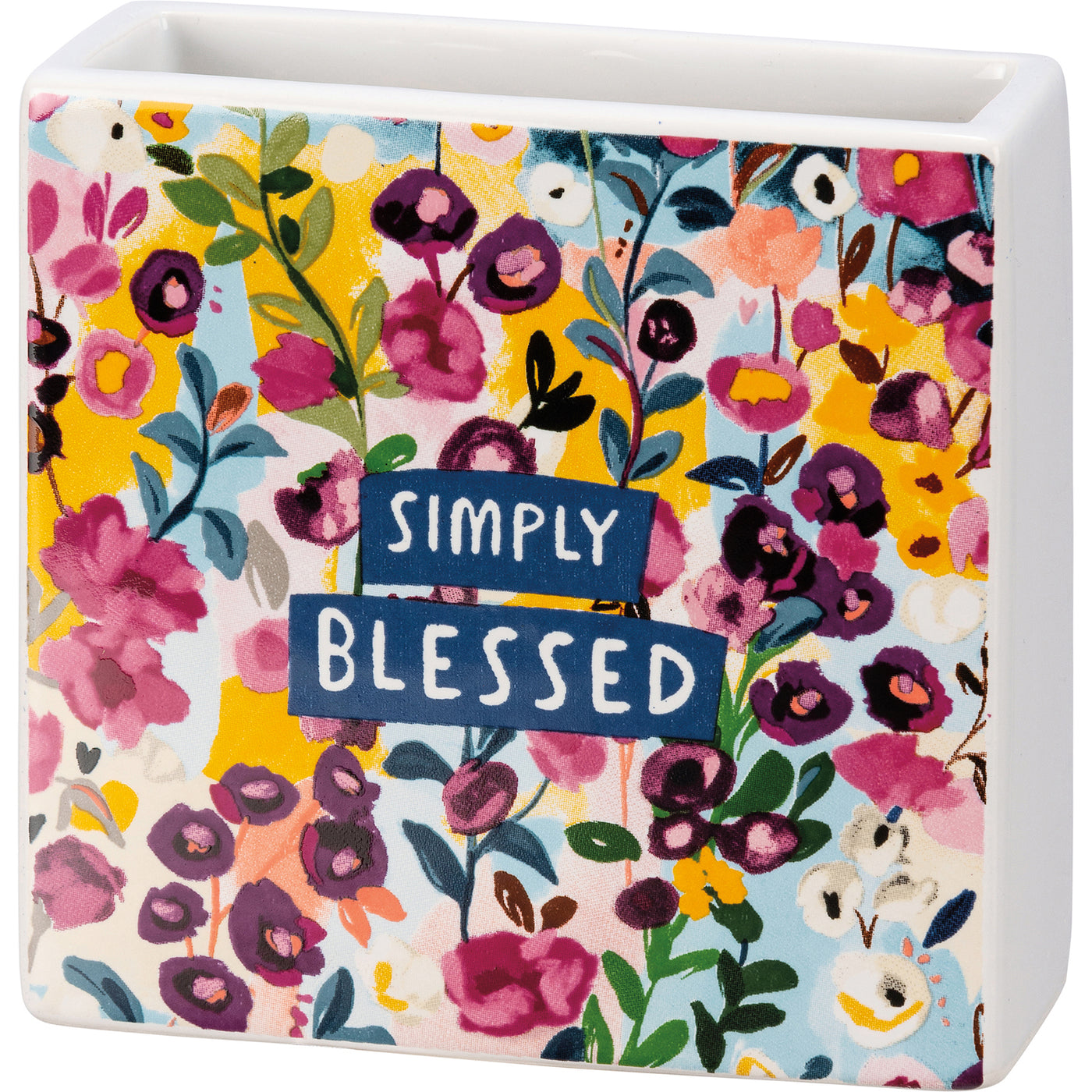 Simply Blessed Be Bold Square Ceramic Vase Holder